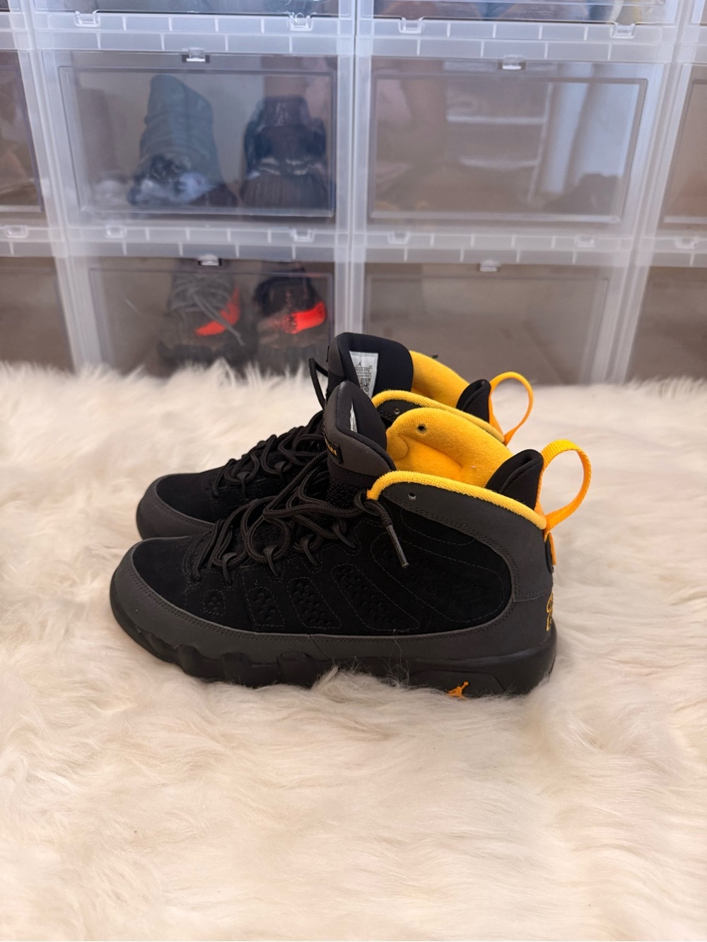 Jordan 9 Black and Yellow Sneakers